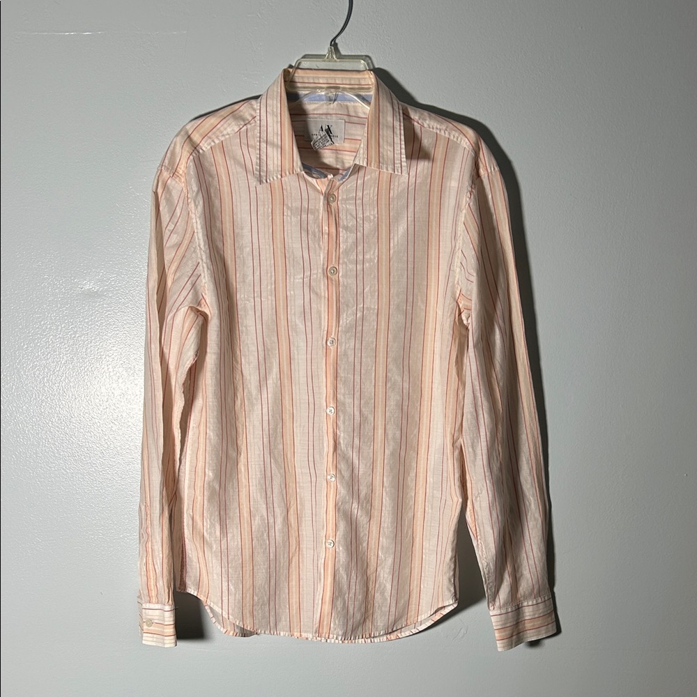 Armani Exchange Peach and White Striped Dress Shirt